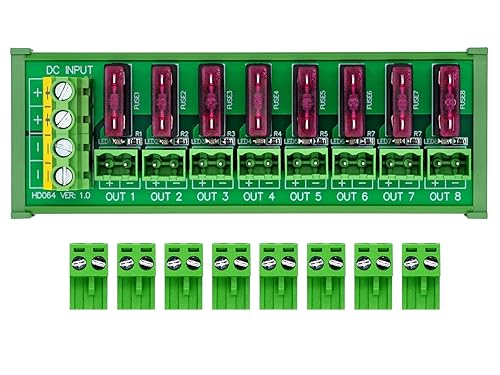Bloque de terminales de montaje en riel DIN CC 5-32V de 8 canales con terminales de cableado enchufables en la parte superior, módulo de fusibles de