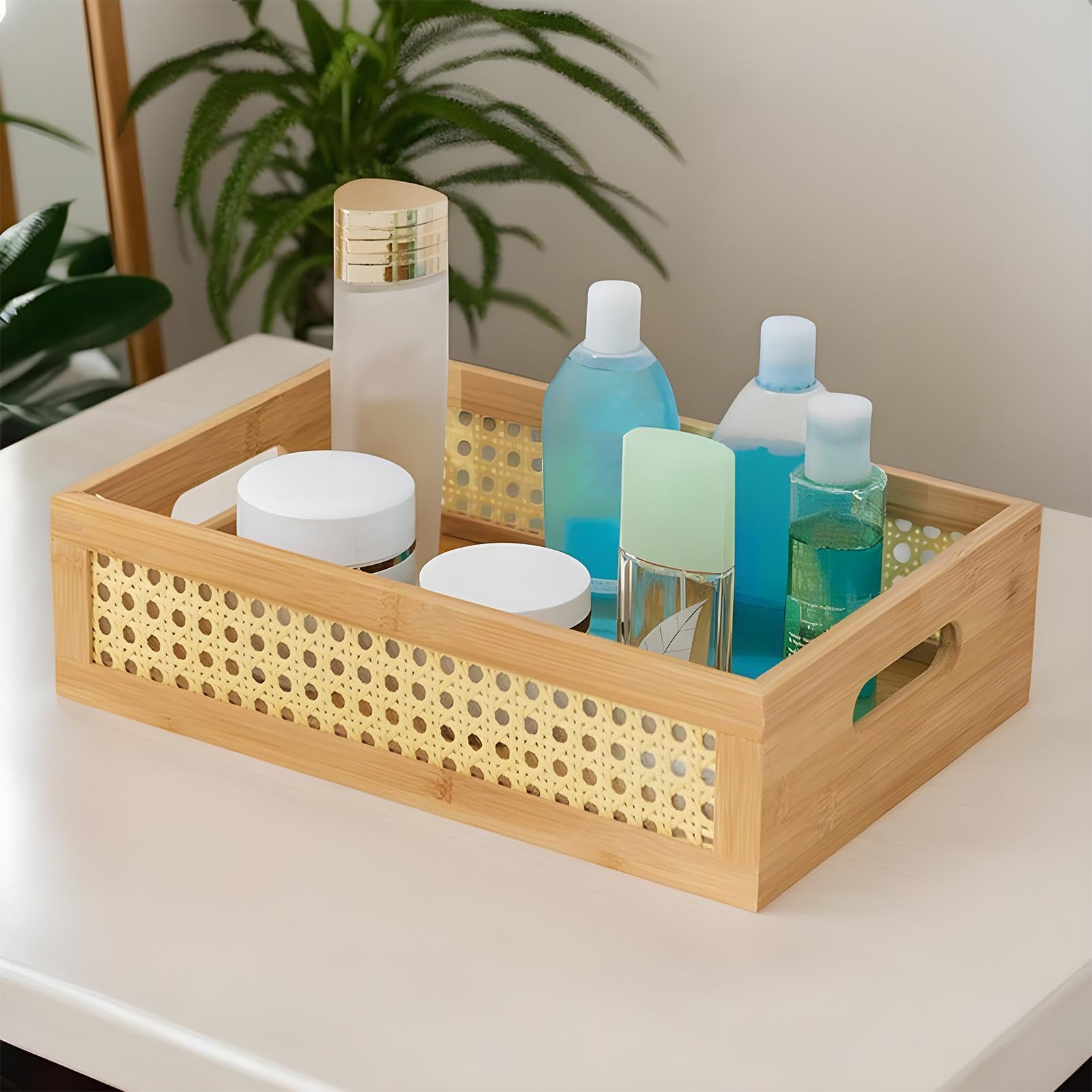 Casella di stoccaggio di Rattan, cestini di stoccaggio rattan naturale Boho