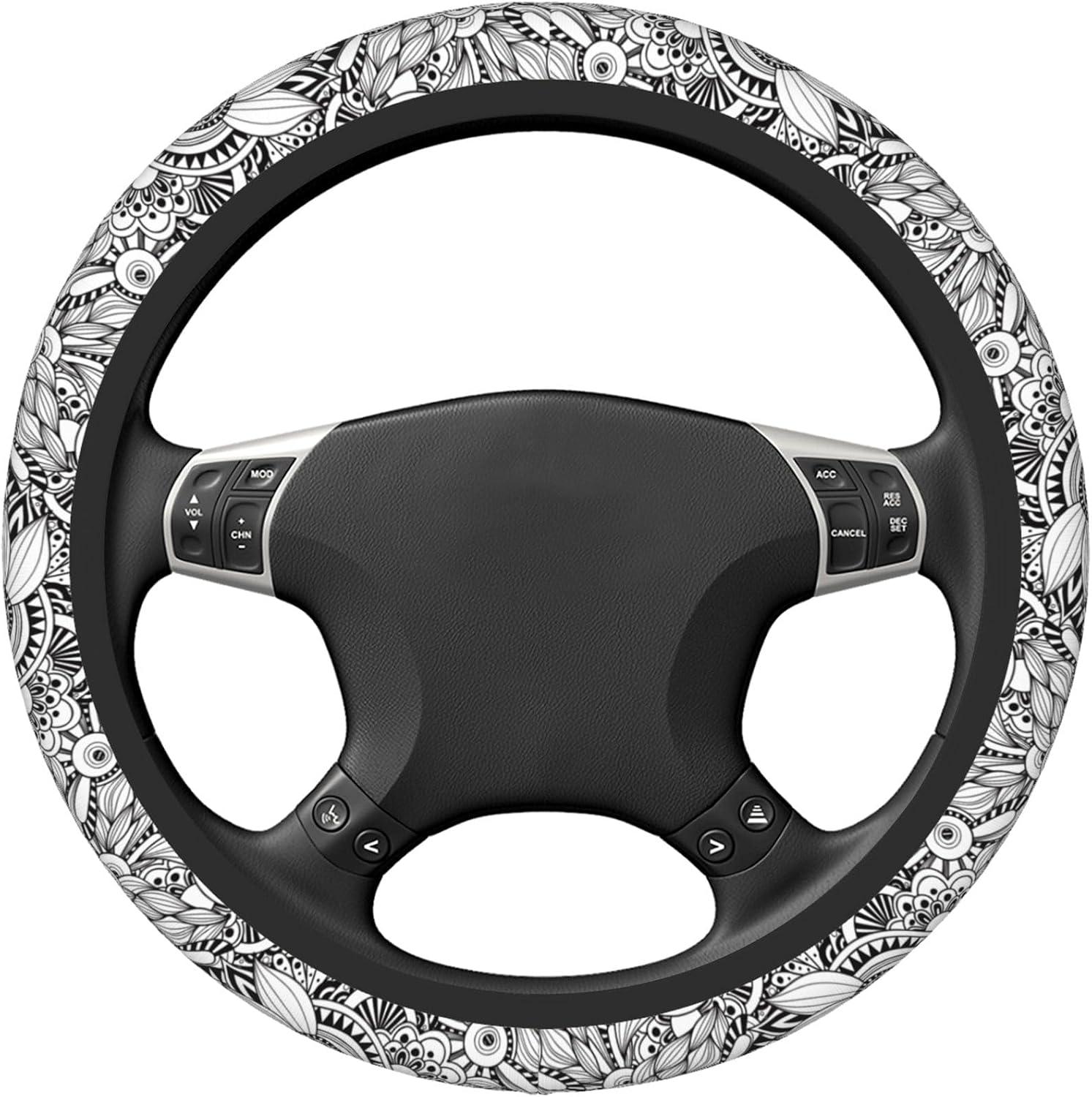 Hawaiian Doodle Flower Car Steering Wheel Cover image 4