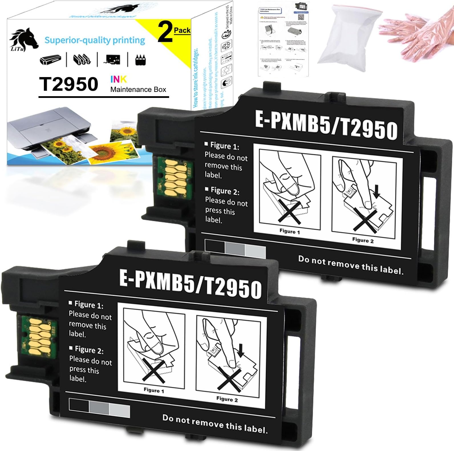 WF-100 Maintenance Box, T2950 Maintenance Box Ink Tank Remanufactured for Workforce WF-100 WF 100 WF110 EC-C110 ECC110 EC C110 Wireless Mobile Printer 2 Pack