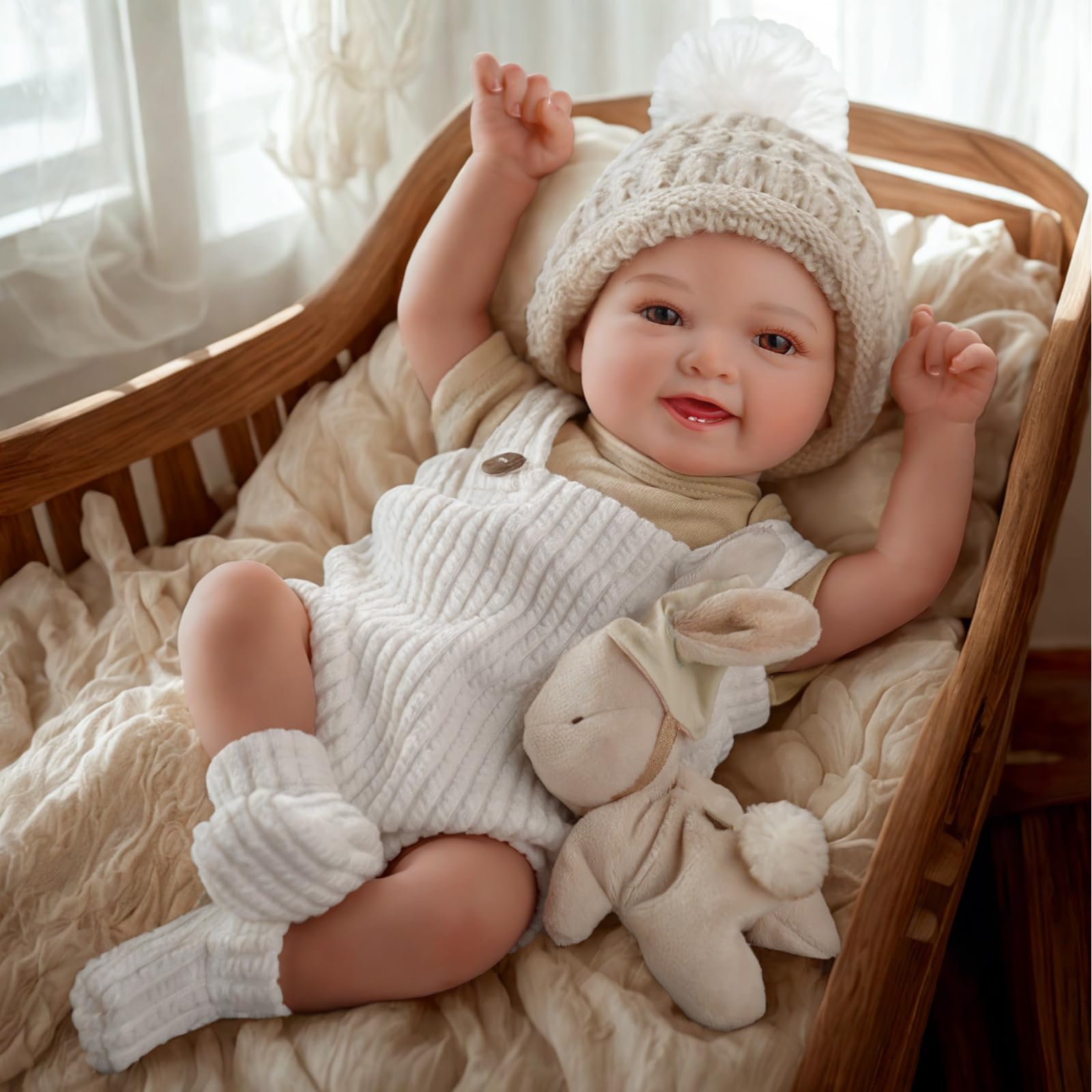 BABESIDE Reborn-Baby Dolls 17 Pulgadas MIA Realista Reborn Bebé Muñecas Niña con Lindo Cuerpo Suave Dulce Sonrisala Vida Real Baby Doll Detalles de la Piel Reallife