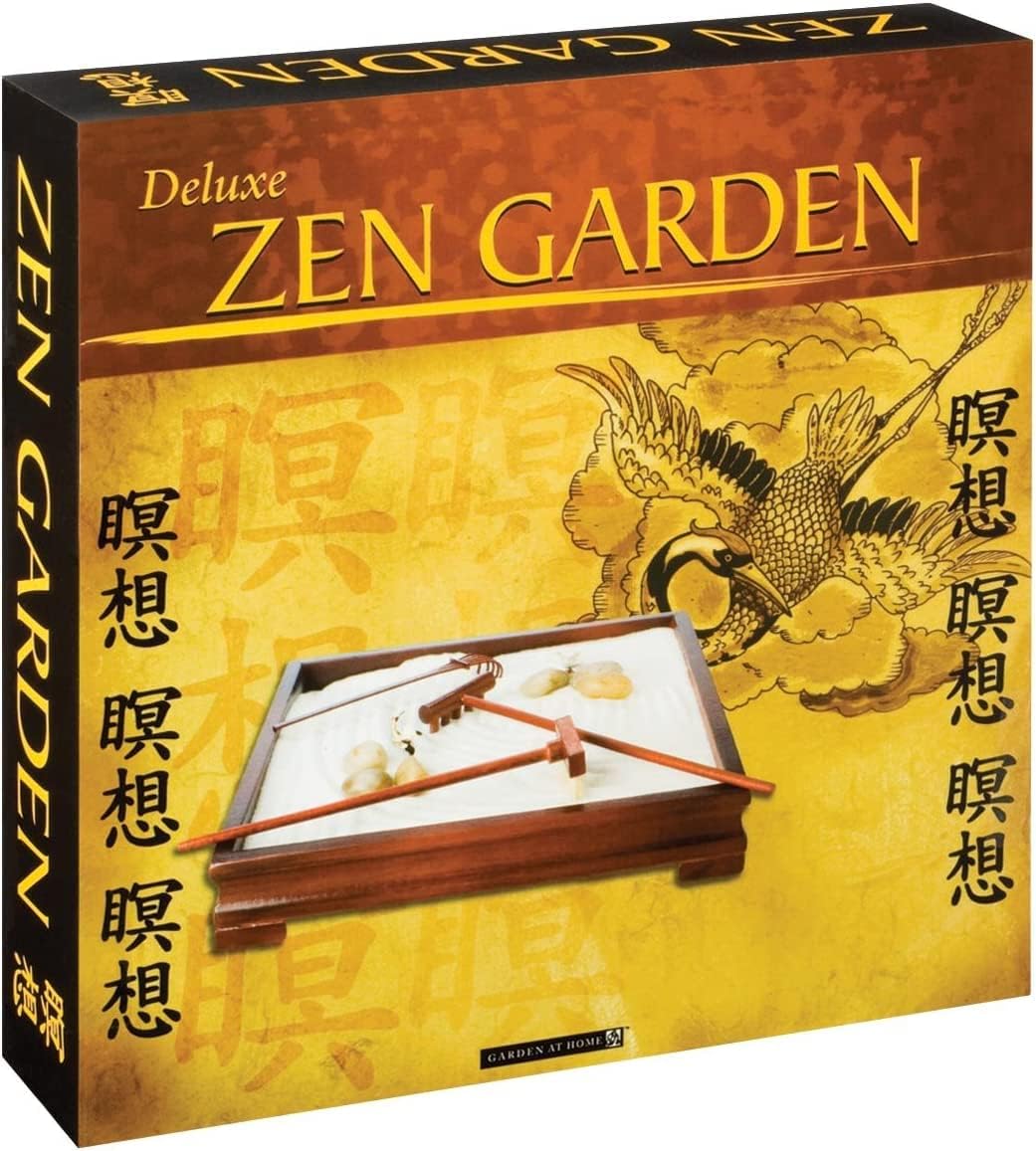 Deluxe Zen Garden, Desk Accessory, Version of the Traditional Japanese Meditative Garden in Miniature Size, For Home or Office Use