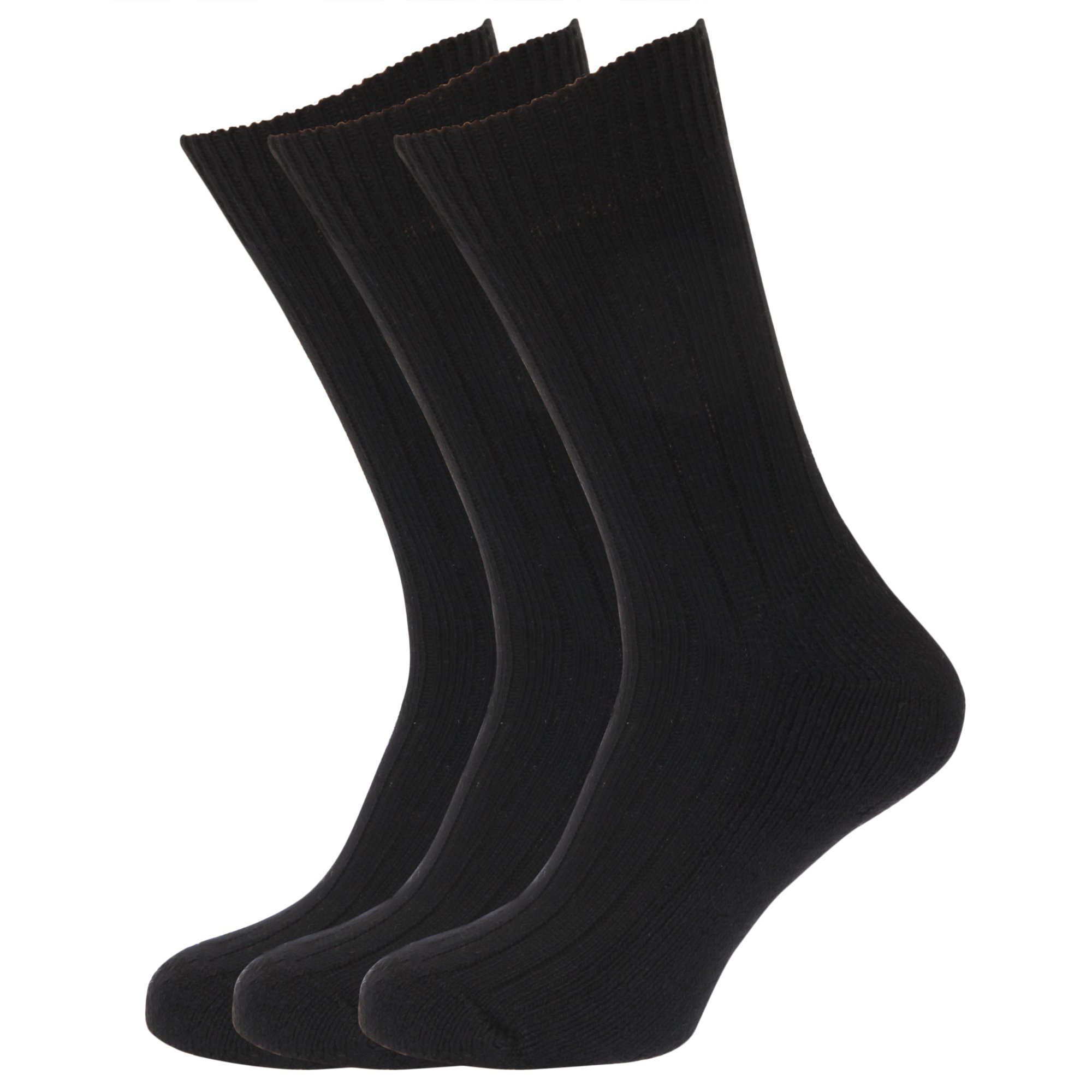 Mens Wool Blend Socks With Wool Padded Sole (Pack Of 3) (UK Shoe 6-11, EUR 39-45) (Black)