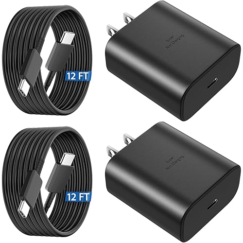 45W Samsung USB-C Super Fast Charger 12FT Long Type C Charger Cable Cord Fast Charging Android Phone Charger Block for Samsung Galaxy S25 Ultra/S25/S24 Ultra/S24/S24+/S23 Ultra/S23+/S22/S22 Ultra