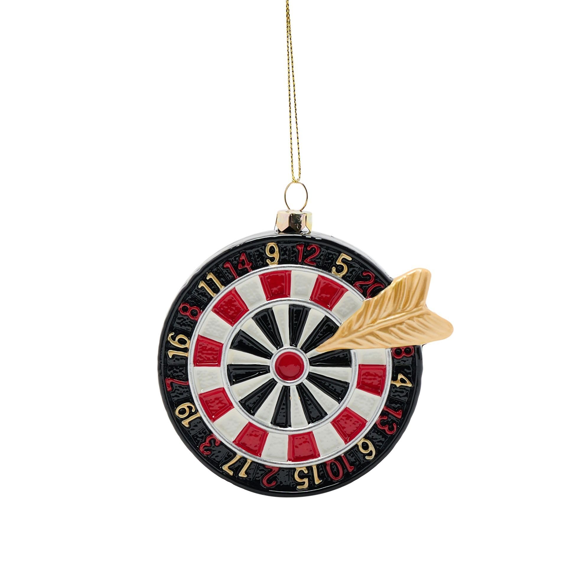 Widdop And Co Men's Black / White - Hanging Tree Decoration - Darts - Sports Themed Christmas/Xmas Ornat Holiday Decor - Alternative Homeware For Dad, Brother, Novelty Dartboard. (H: 11Cm X W: 10Cm X D: 3Cm.)