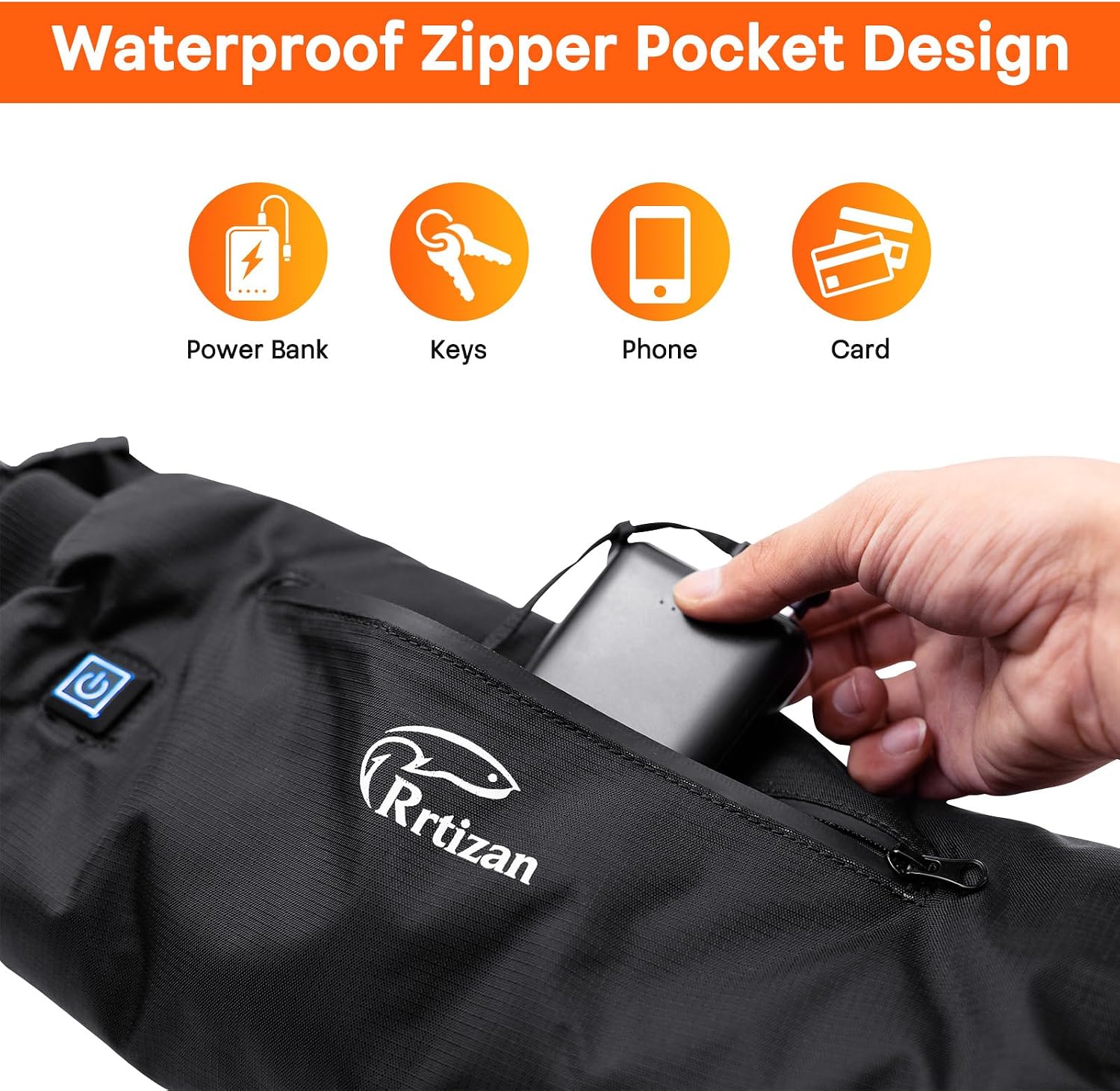 Heated Hand Warmer Pouch with 10000mAh Power Bank,Hand Warmers Poucn with 3 Levels Heating, Ideal for Football, Camping,Hunting, Portable and Waterproof Football Hand Warmer Heated Hand Muff