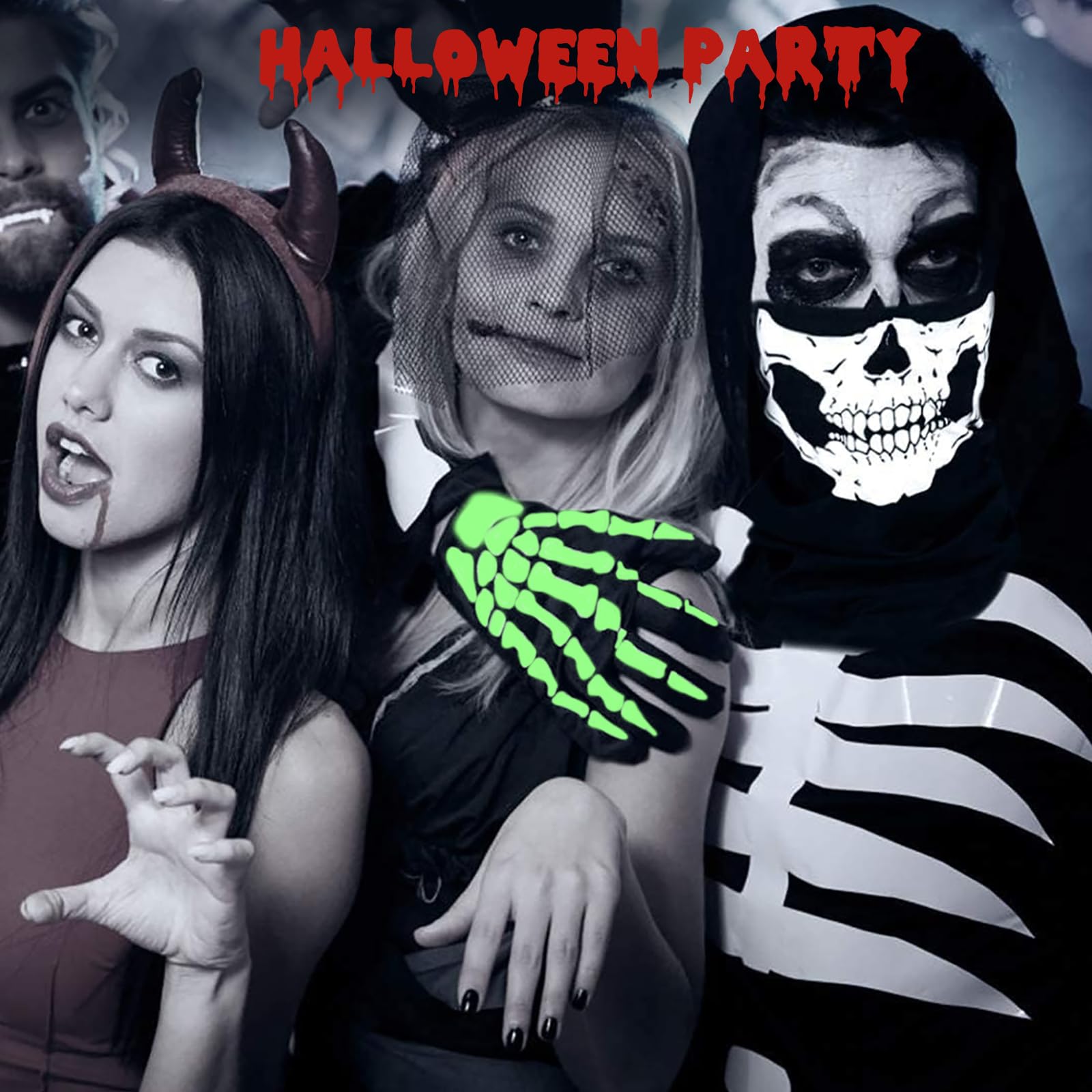 IKIJM Costumi Halloween, Mantello con cappuccio del Mietitore + Falce+Maschera Teschio+Guanti Scheletro, Adulto Costume di Halloween Capo Masquerade Halloween Fantasma Up Party