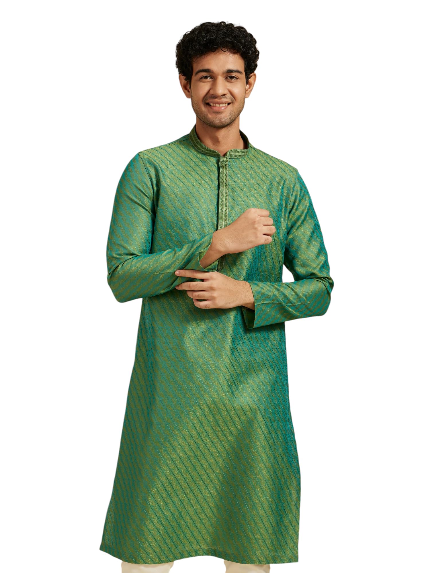 diwas by manyavar Men's Art Silk Jacquard Weave Kurta (1pc)-picture-26