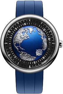 CIGA Design Mechanical Automatic Watch Blue Planet II·Atlantic, Round Stainless Steel Case, Earth-Like dial Design, Luminous Version, Premium Fluororubber Strap Watches Gifts for Men and Women