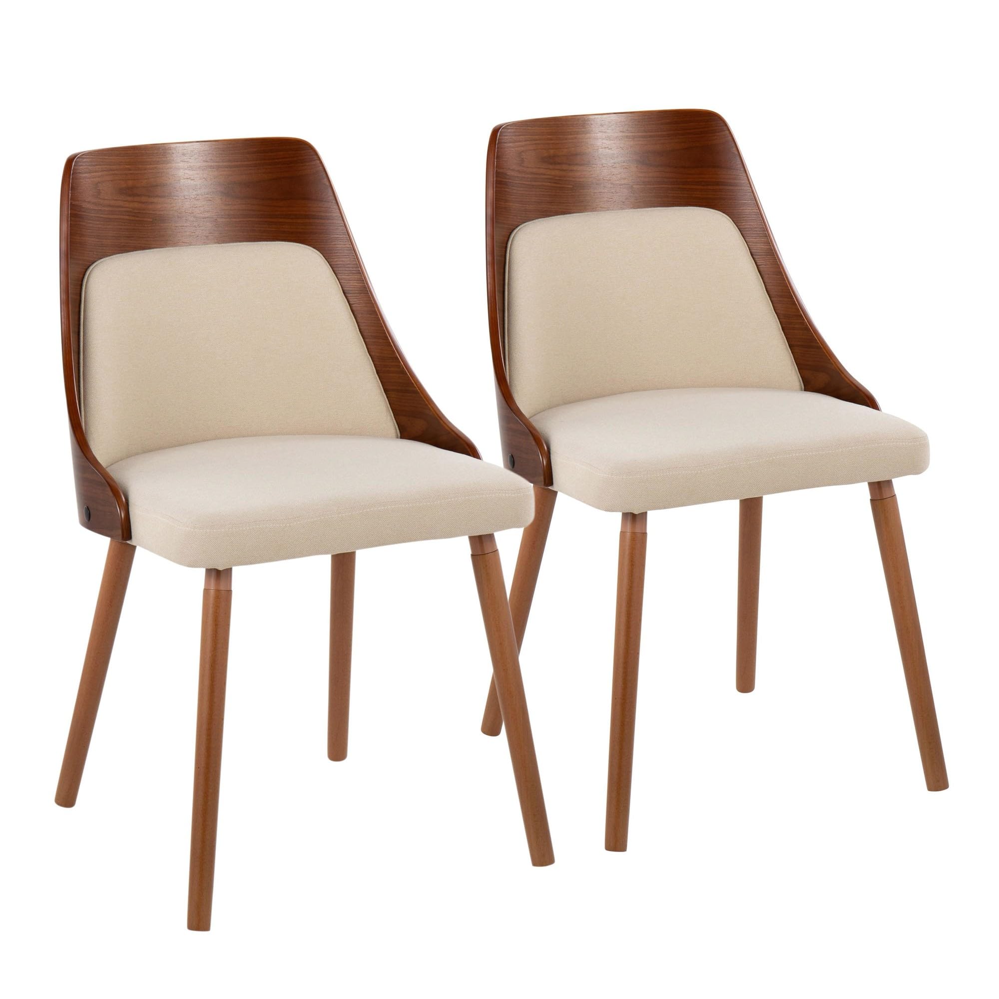 LumiSource Anabelle Cream Dining Chair, Upholstered Dining Chairs, Mid-Century Modern Dining Chair, Kitchen Chairs for Dining Table, Dining Chairs Set of 2