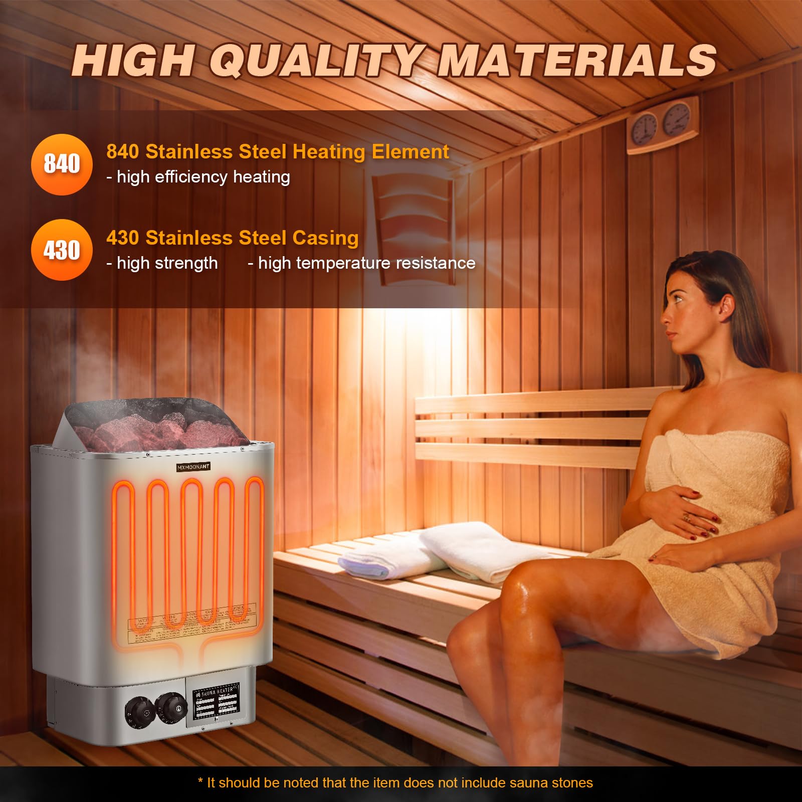 Mxmoonant Poêle Électrique pour Sauna 6KW Max 9 m³ avec Hygrothermographe
