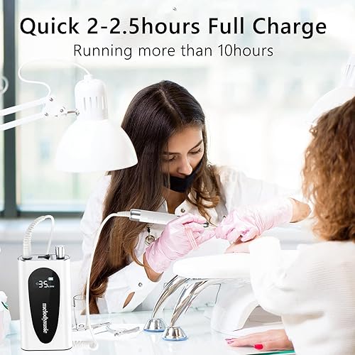 Miniatura 5 de MelodySusie Taladro de uñas profesional recargable de 35000 rpm, lima eléctrica inalámbrica portátil para uñas de gel acrílico, herramientas de