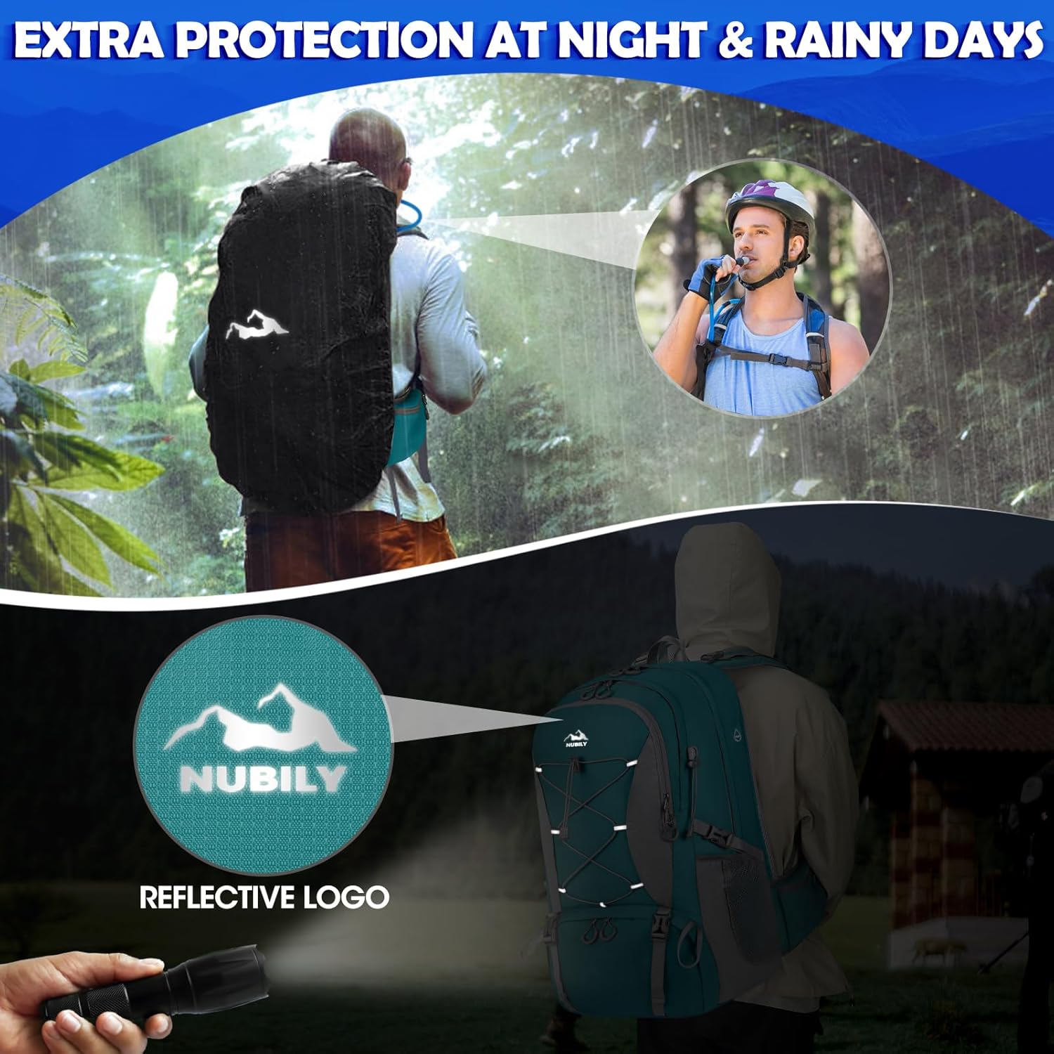 NUBILY 50L Hiking Backpack Waterproof Camping Backpack for Men Women Lightweight HIking Daypack Outdoor Travel Daypack - Image 6