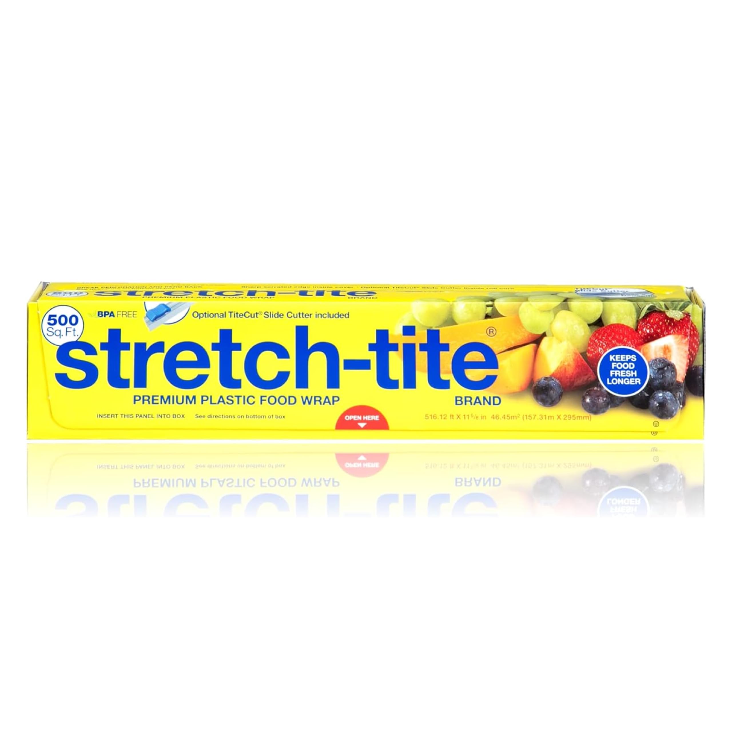 Stretch-Tite Premium Plastic Food Wrap, 500 Sq. Ft., 516.12-Ft. x 11.5/8-Inch