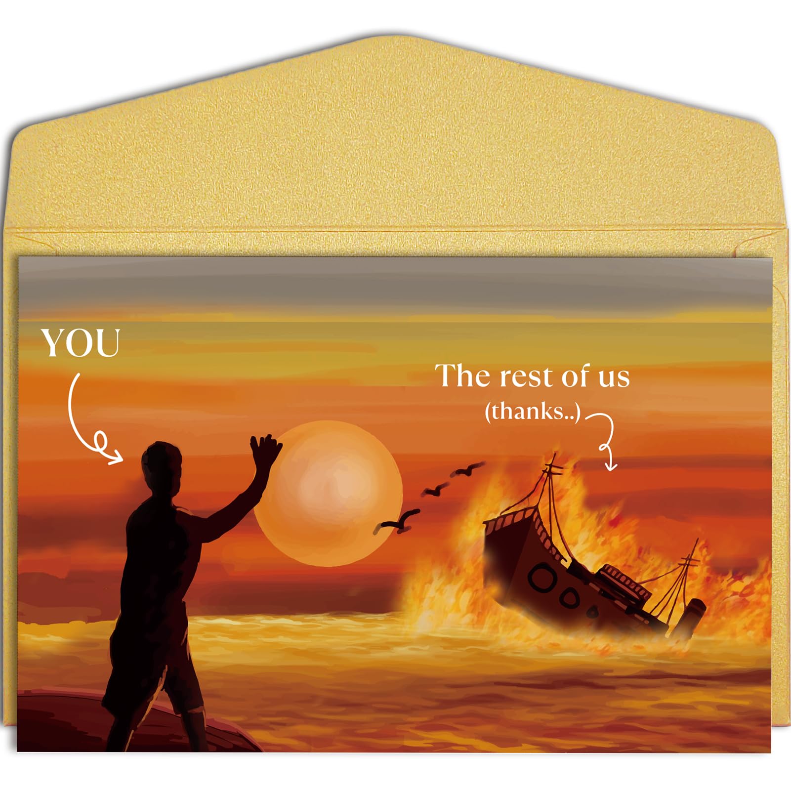 QilijiFunny Sinking Ship Leaving Card, Coworker Leaving Card for Him Her, Going Away Card for Men Women, Farewell Card, Goodbye Card, Retirement Card for Colleague