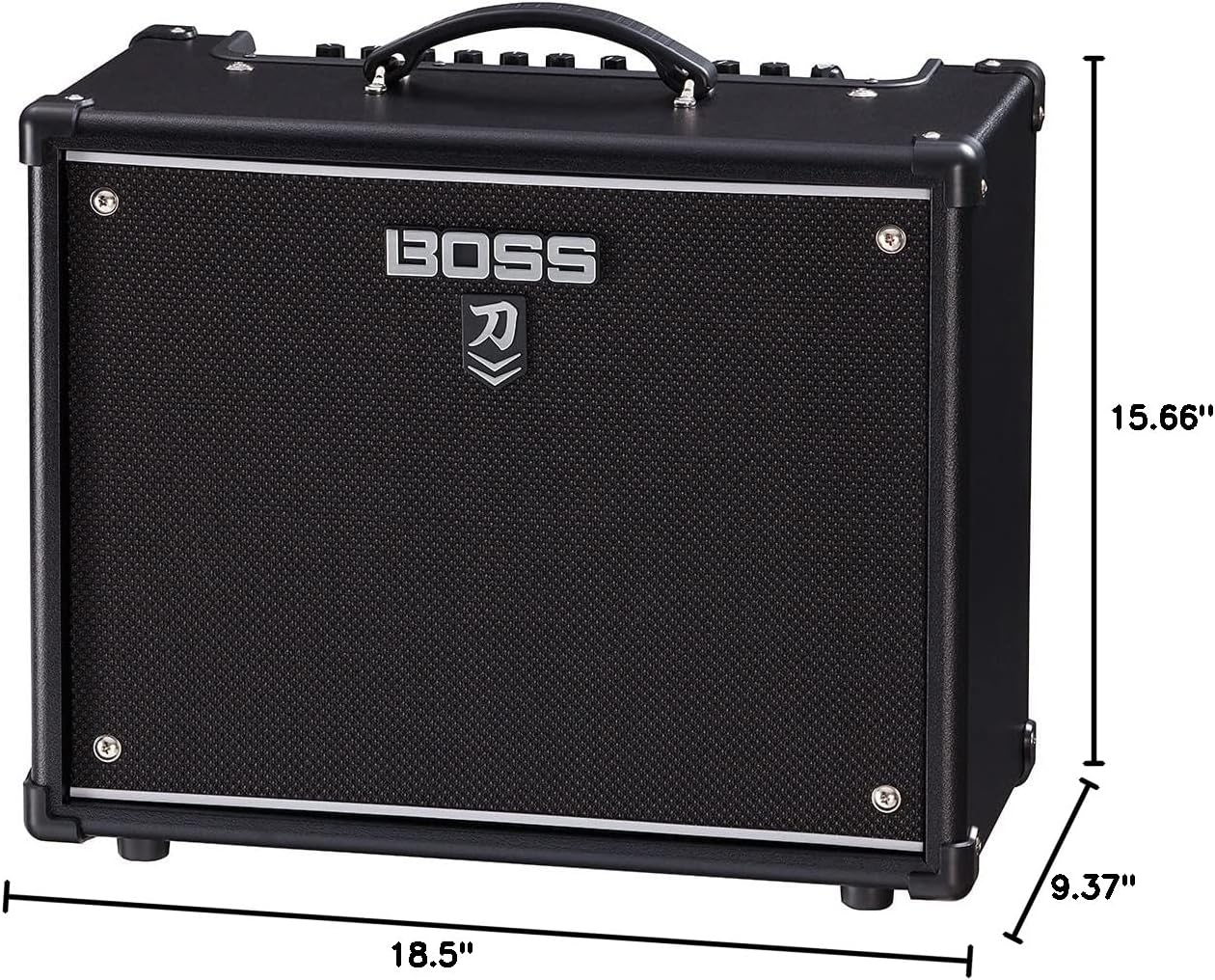 Rear view of BOSS Katana-50 Gen 3 amplifier showing power input and various jacks