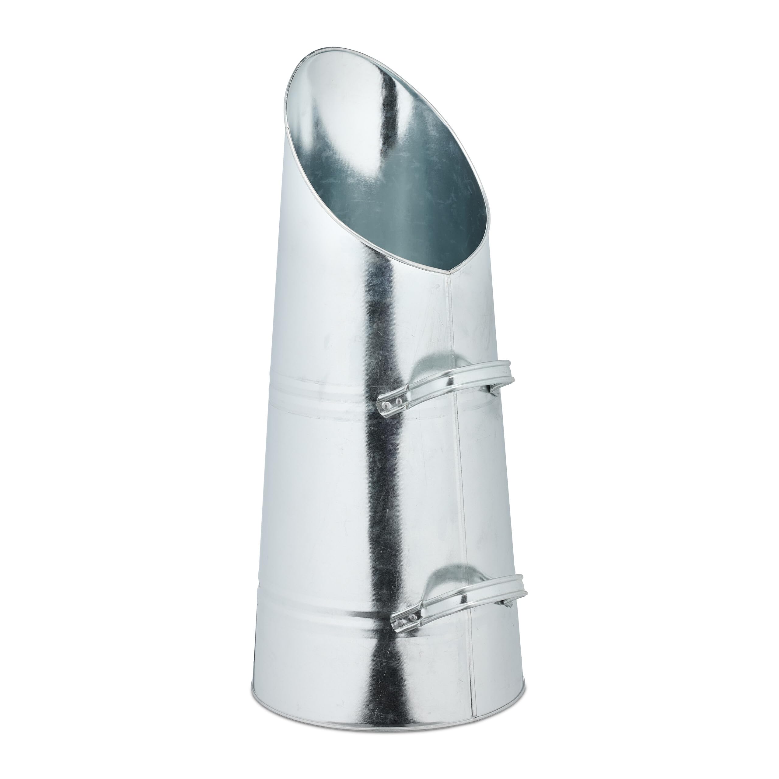 Relaxdays asemmer met deksel, hengsel, 7 liter, ijzer, kolenemmer voor as en kolen, openhaard, metalen emmer, zwart