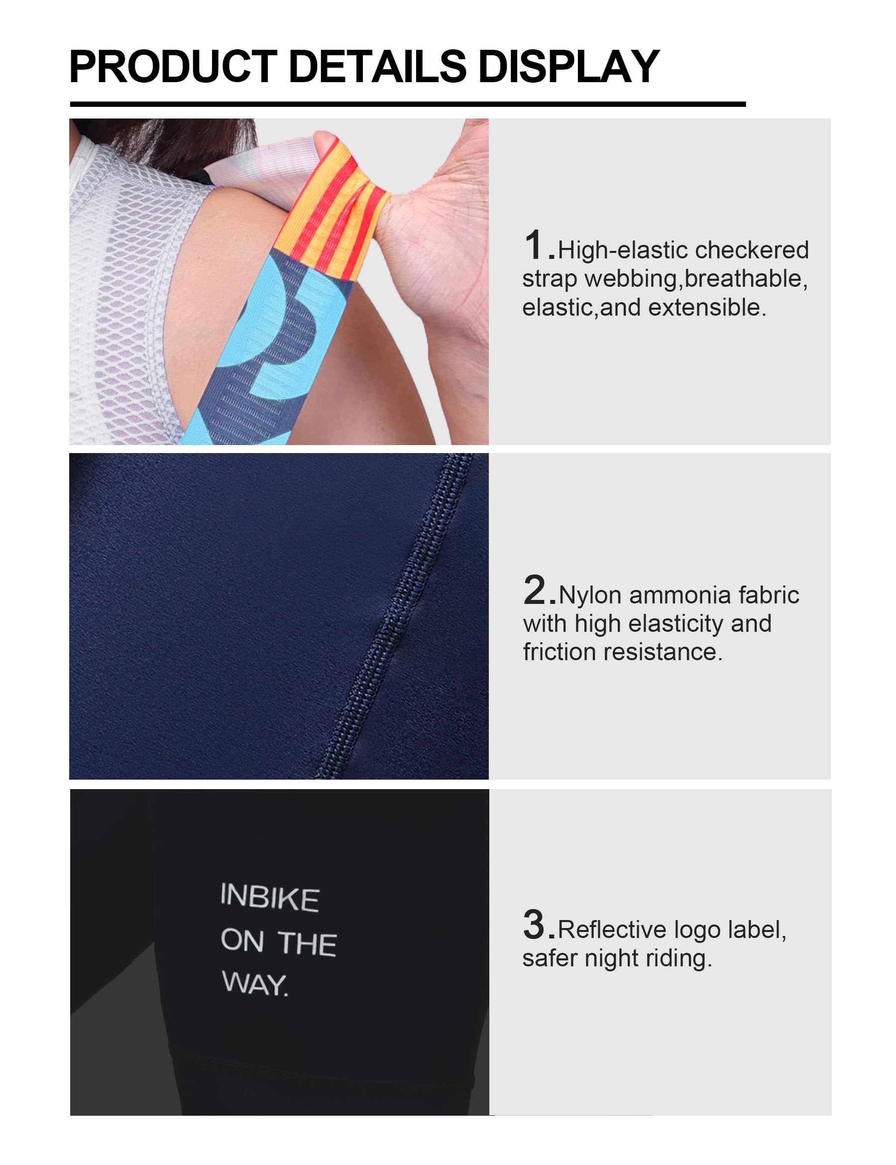 INBIKE Cuissard de cyclisme à bretelles pour femme avec rembourrage en éponge 3D haute densité respirant