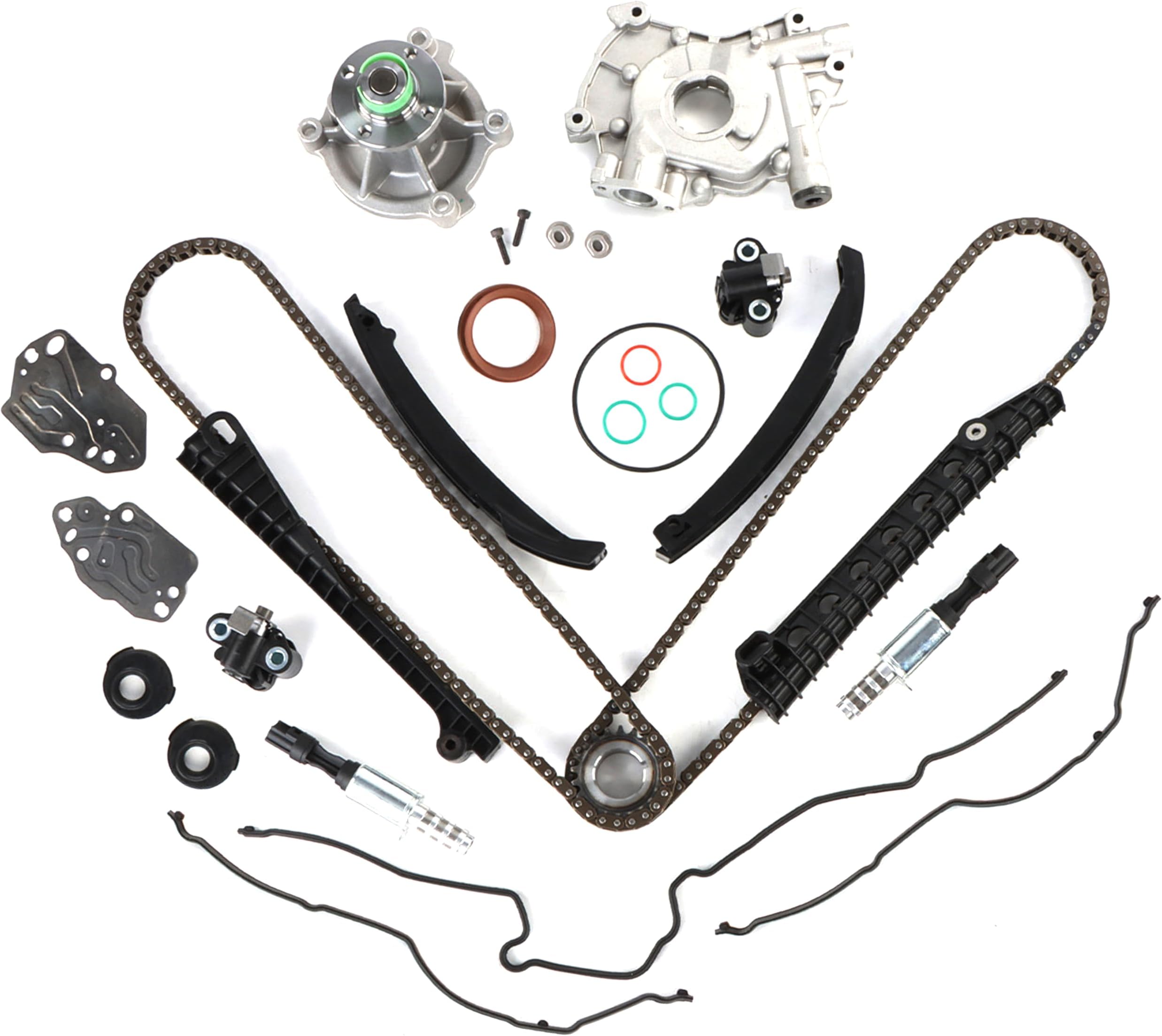 5.4L Engine Timing Chain Kit w/Oil & Water Pump Cover Gasket Fits for 2005-2009 Ford F150 F250 F350 5.4L V8, for 2005-2010 Lincoln 5.4L V8 24-Valve Engine