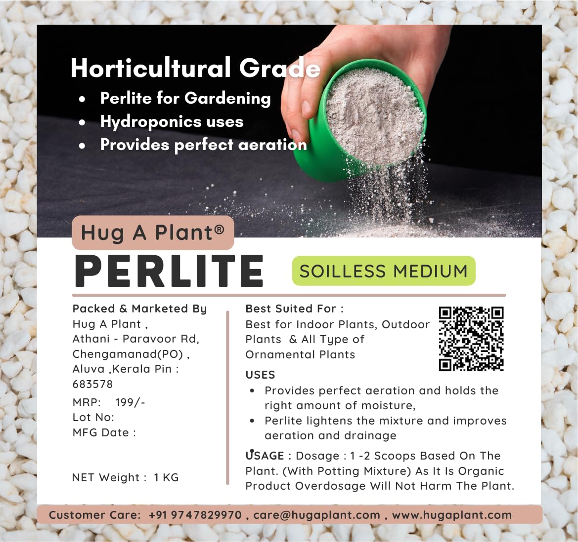 Hug A Plant | Perlite For Plants (Home & Garden) (1 KG) - Image 3 thumbnail