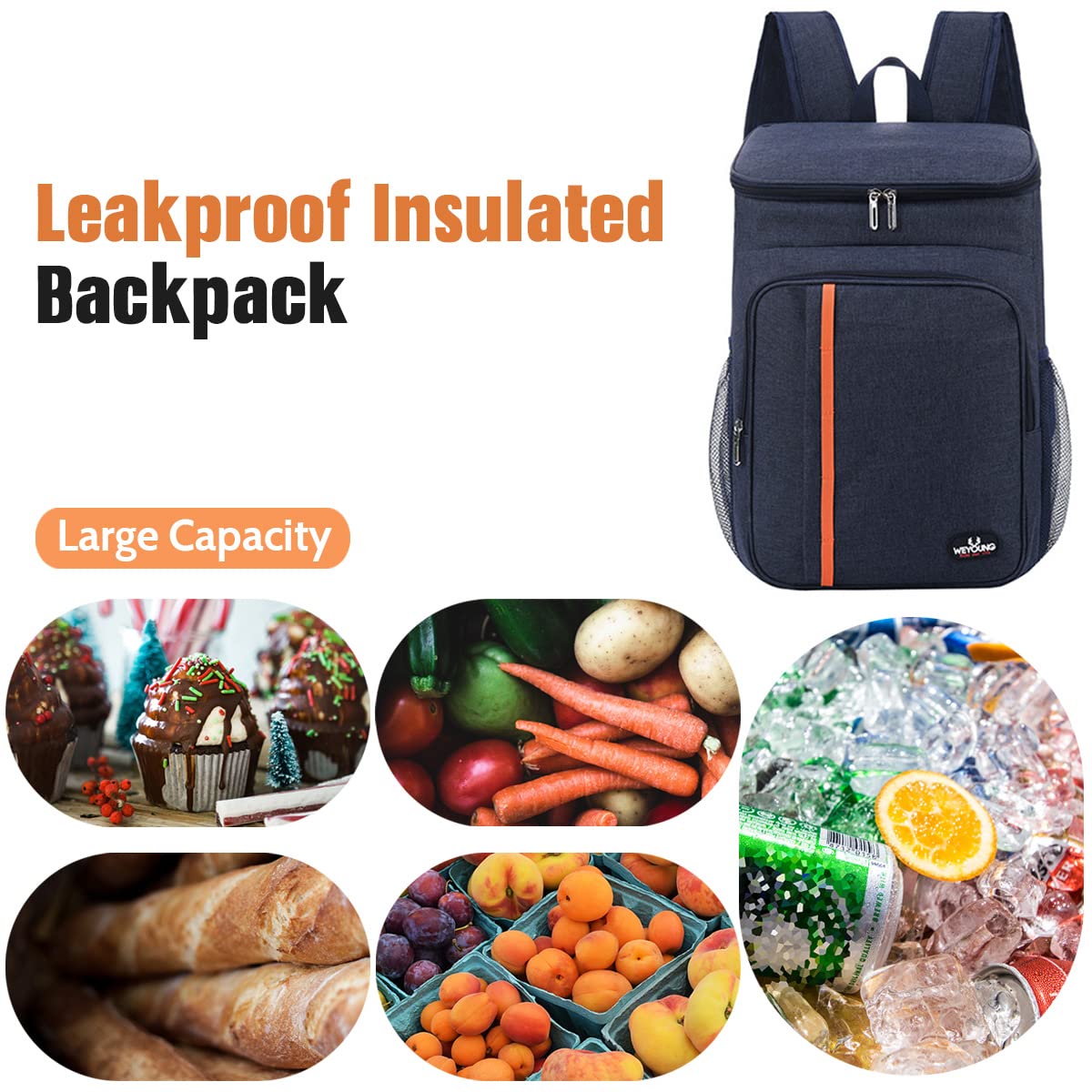 Mochila Nevera Térmica Mochila de Almuerzo Impermeable Portatil Bolsa Refrigeradora para Playa Picnics Camping 18L