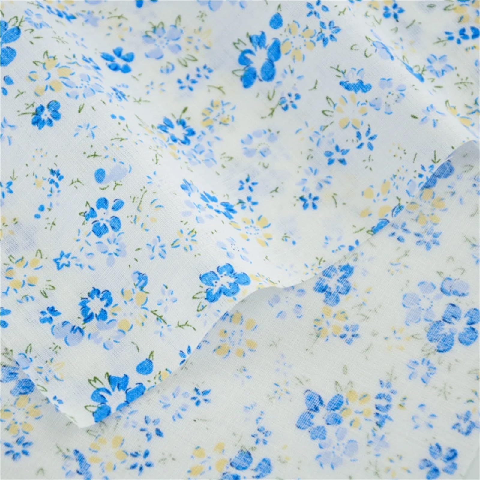 Tissu coton fleurs bleues facile à coudre pour patchwork et vêtements - 7