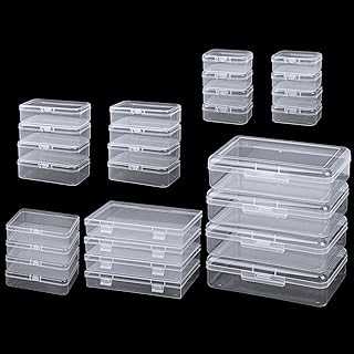 QUEFE 28 Pack Mixed Sizes Small Plastic Organizer Storage Box, Rectangular Empty Mini Clear Plastic Organizer Storage Box Containers with Lids for Small Items and Other Craft Projects