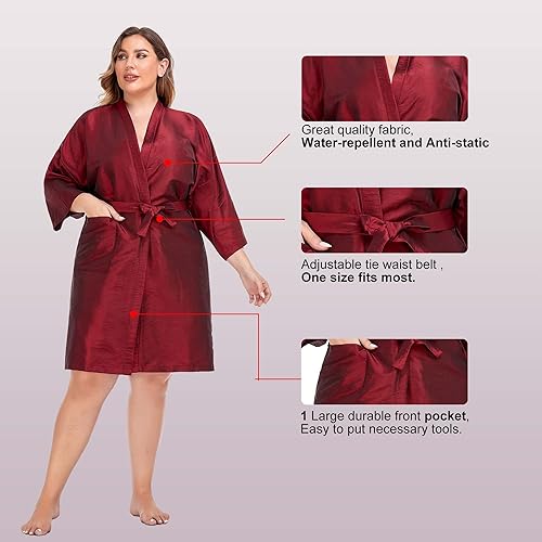 Miniatura 3 de PERFEHAIR Salon Client Gown Robes Cape, Hair Salon Smock for Clients- Kimono Style
