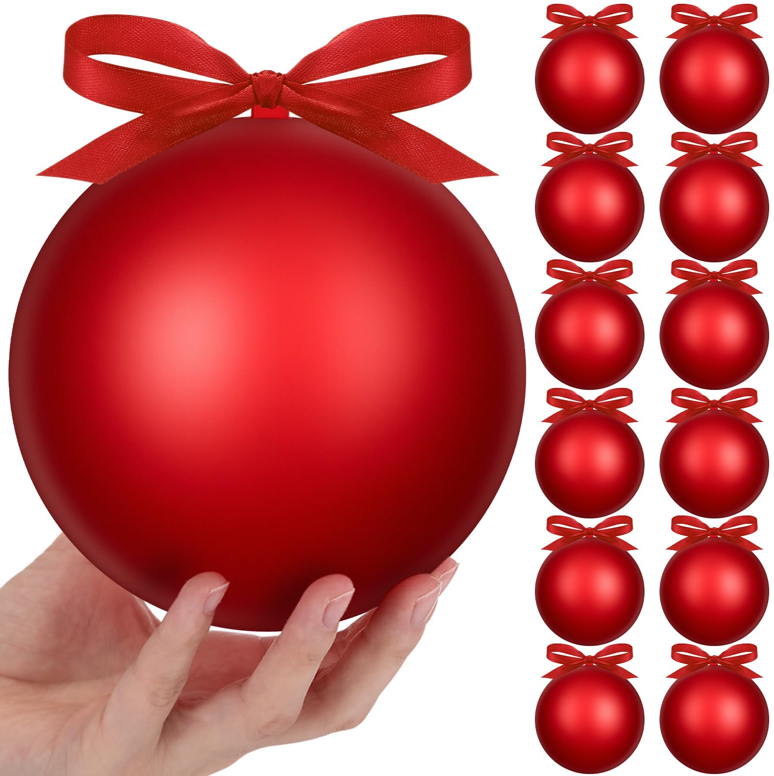 Weysat Lot de 12 boules de Noël surdimensionnées en plastique à suspendre pour extérieur, pelouse, cour, arbre de Noël - 15,2 cm