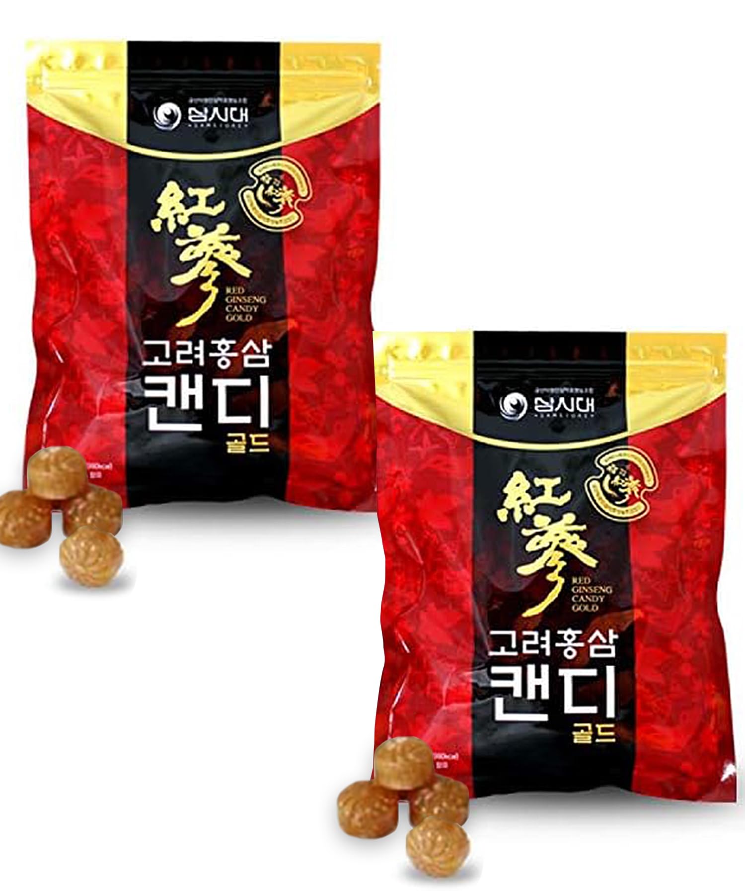 SamSiDae Korean Red Ginseng Candy Gold 300g x 2Pack - Smooth, Breath Refresher, Healthy Candy, Best Taste, Energy