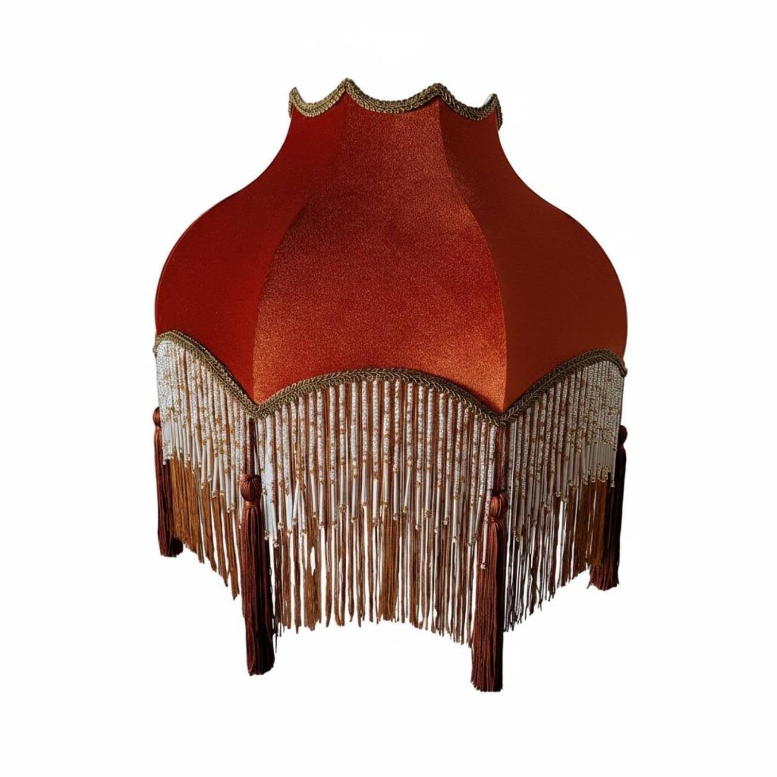 Floor Lamp Shade Rustic Elegance Velvet Lampshade Beaded Trim Tassel Lampshade for Study, Living Room S American Top Hole-image-4