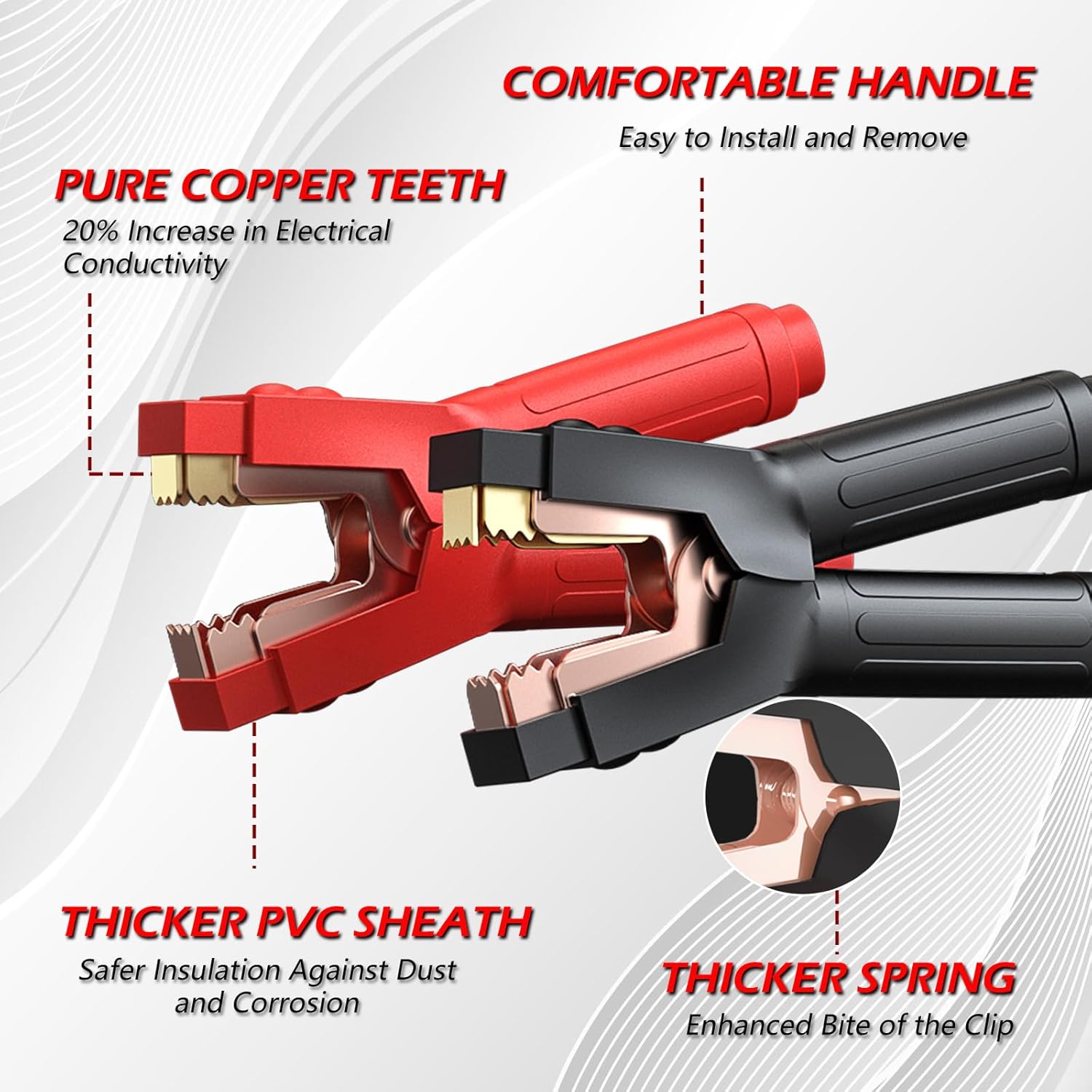 NOONE 2/0 Gauge 30FT Heavy Duty Jumper Cables for Car Battery, 1500A Quick Connect Automotive Booster Cables for SUVs & Trucks, Includes Carry Bag, Gloves, Brush & Goggles