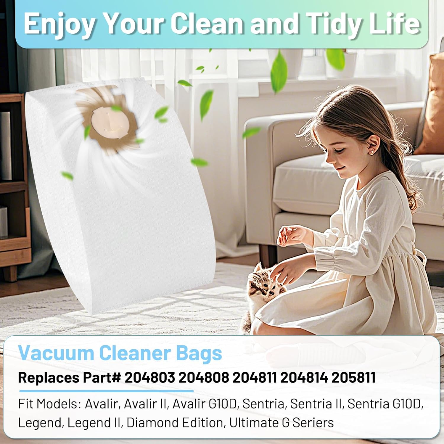 18 Pack F Style HEPA Bags Compatible with Kirby, Micron Magic Vacuum Cleaner Bags Fit for Kirby Avalir/Sentria/Ultimate G Series Models Replaces 204811 205811 F-Style & Twist-Style