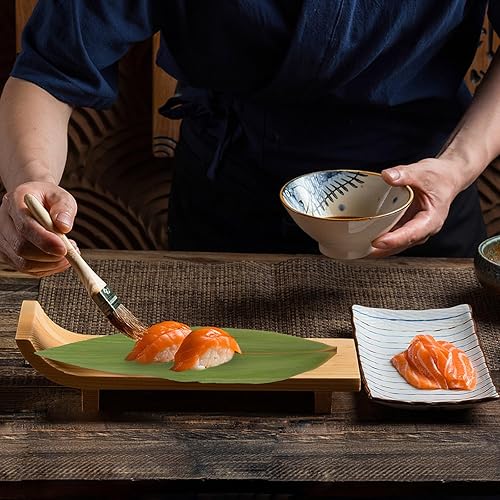 Miniatura 4 de Kichvoe 100 hojas de bambú de hierba de sushi – hojas reales japonesas de sushi baran sashimi placa hoja – hojas decorativas para platos de sashimi