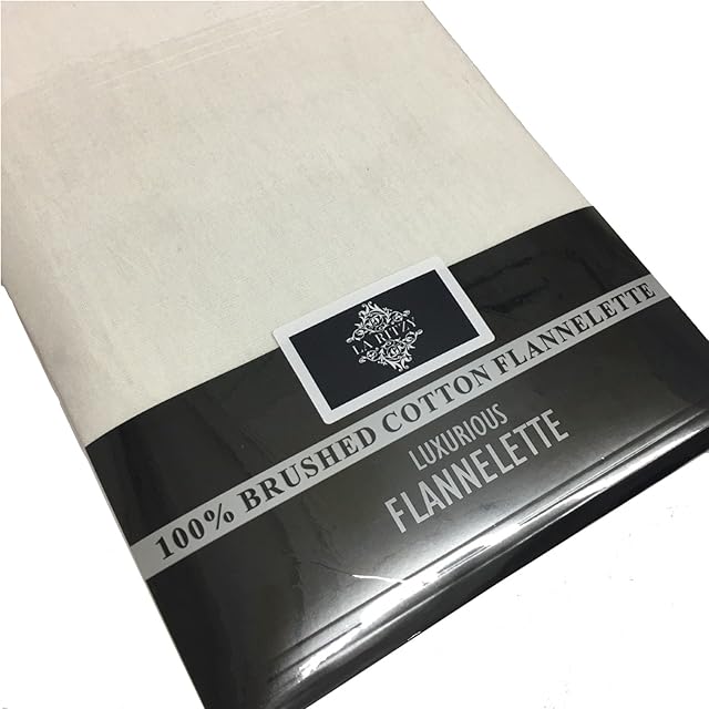 Thermal flannelette brushed cotton flat sheet plain bedding (Cream, single flat sheet)