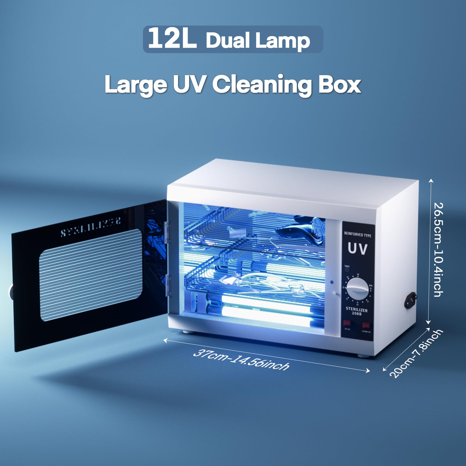 12L sterylizator UV, szafka do dezynfekcji UV z timerem, długość fali 185 nm, drzwi ze szkła hartowanego, do laboratoriów, domu, salonu paznokci i urody