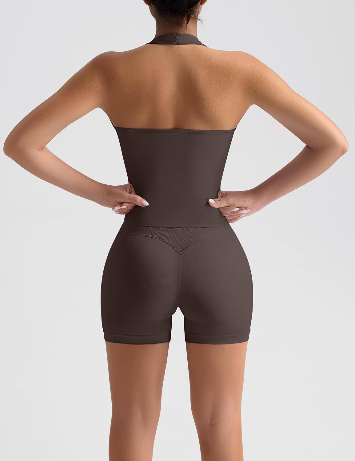 OLCHEE Womens Halter Tank Tops Square Neck Backless Longline Seamless Gym Workout Yoga Pilates Top Padded 2 Pack