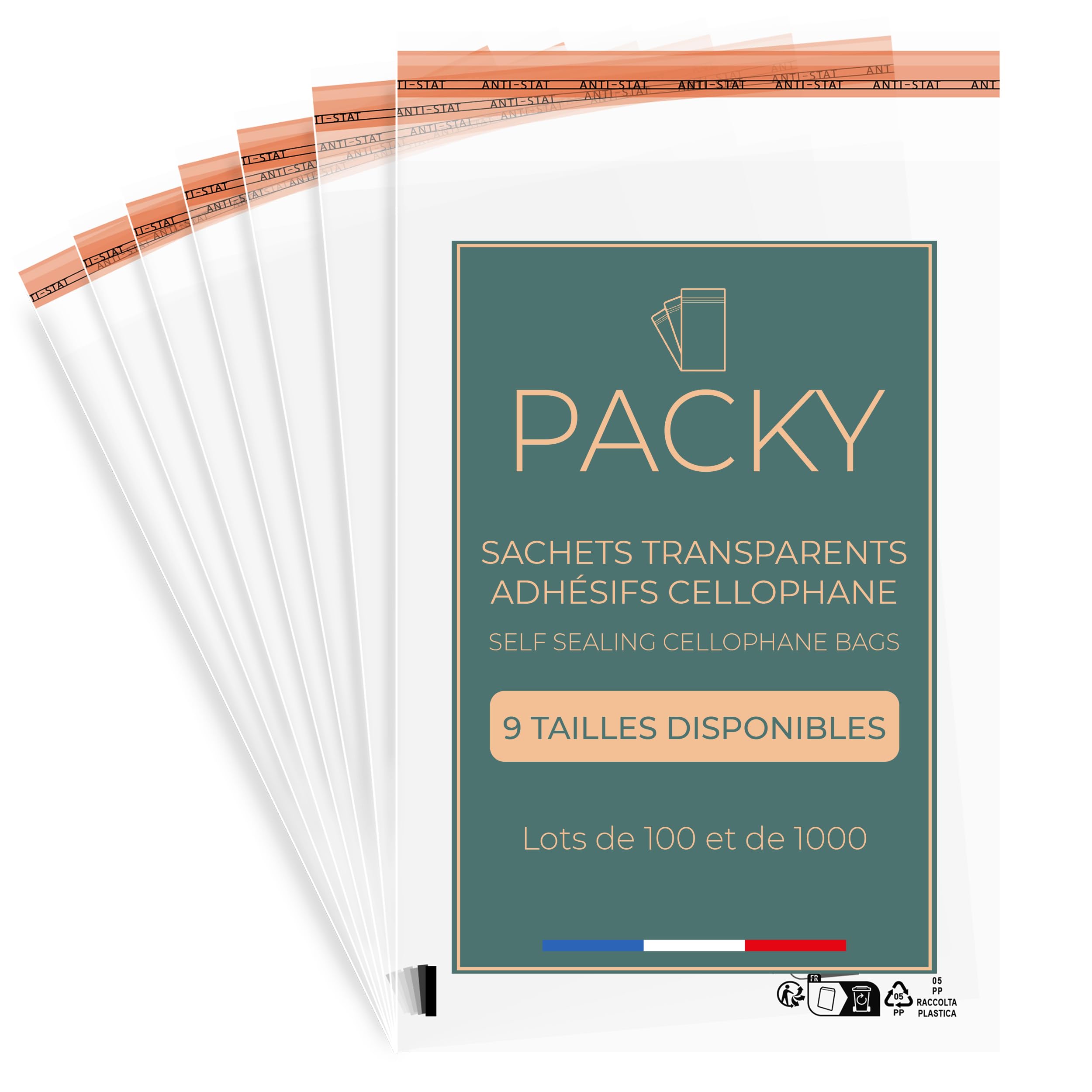Sachet cellophane transparent 30x40 cm de qualité supérieure par PACKY