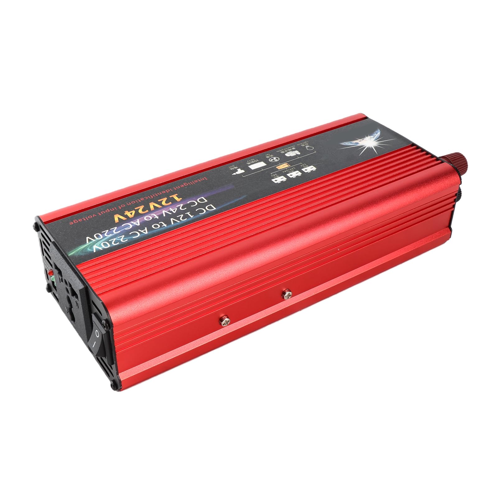 Onduleur 2000W 12V/24V vers 220V, Convertisseur de Tension Pur Sinus avec 2 Ports USB und Affichage LCD pour Camping-Car, Voiture, Bateau