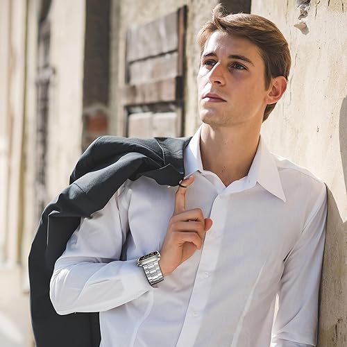 Miniatura 5 de LULULOOK No necesita herramientas, compatible con Apple Watch Band de 4945444241401.496 in para mujeres y hombres, correa de acero inoxidable para