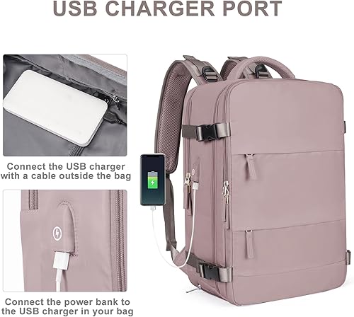 Miniatura 4 de Mochila para mujeres y hombres, bolsa de viaje, resistente al agua, mochila para senderismo, mochila para computadora portátil universitaria, B-rosa