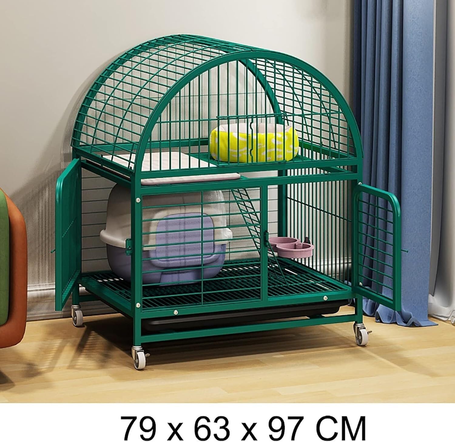 Wytrzymałe klatki dla zwierząt – dla psów i kotów, wewnątrz/na zewnątrz(79x63x97CM,Combo 1)