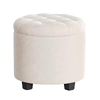SONGMICS Pouf Contenitore Rotondo, Cassapanca