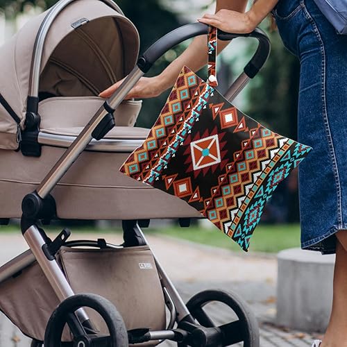 Miniatura 3 de Paquete de 4 bolsas húmedas Southwestern Boho Azteca, impermeables, lavables, reutilizables, para traje de baño, ropa, pañales, viajes, playa,