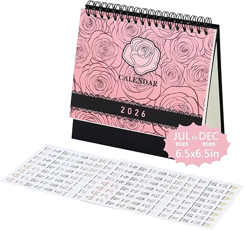 Multibey Calendario de escritorio 2025-2026, calendario de escritorio pequeño abatible de 6.5 x 6.5 pulgadas, julio 2025-diciembre 2026, calendario disponible en Yaxa Guatemala