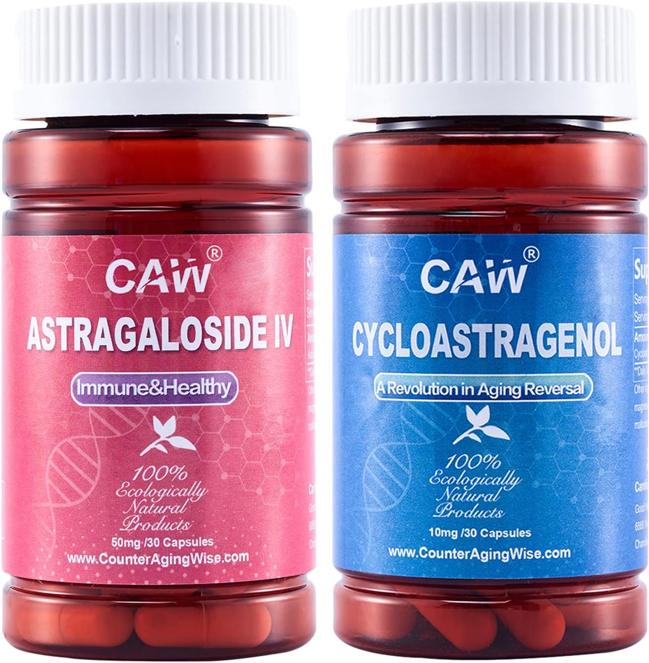 CAW Telomere Support Hypersorption Cycloastragenol 10mg 30 Capsules and Astragaloside IV 50mg 30 Capsules