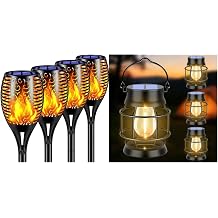 TomCare Solar Lights Outdoor Flickering Flame Solar Torches Lights Outdoor Lighting for Garden Patio Yard