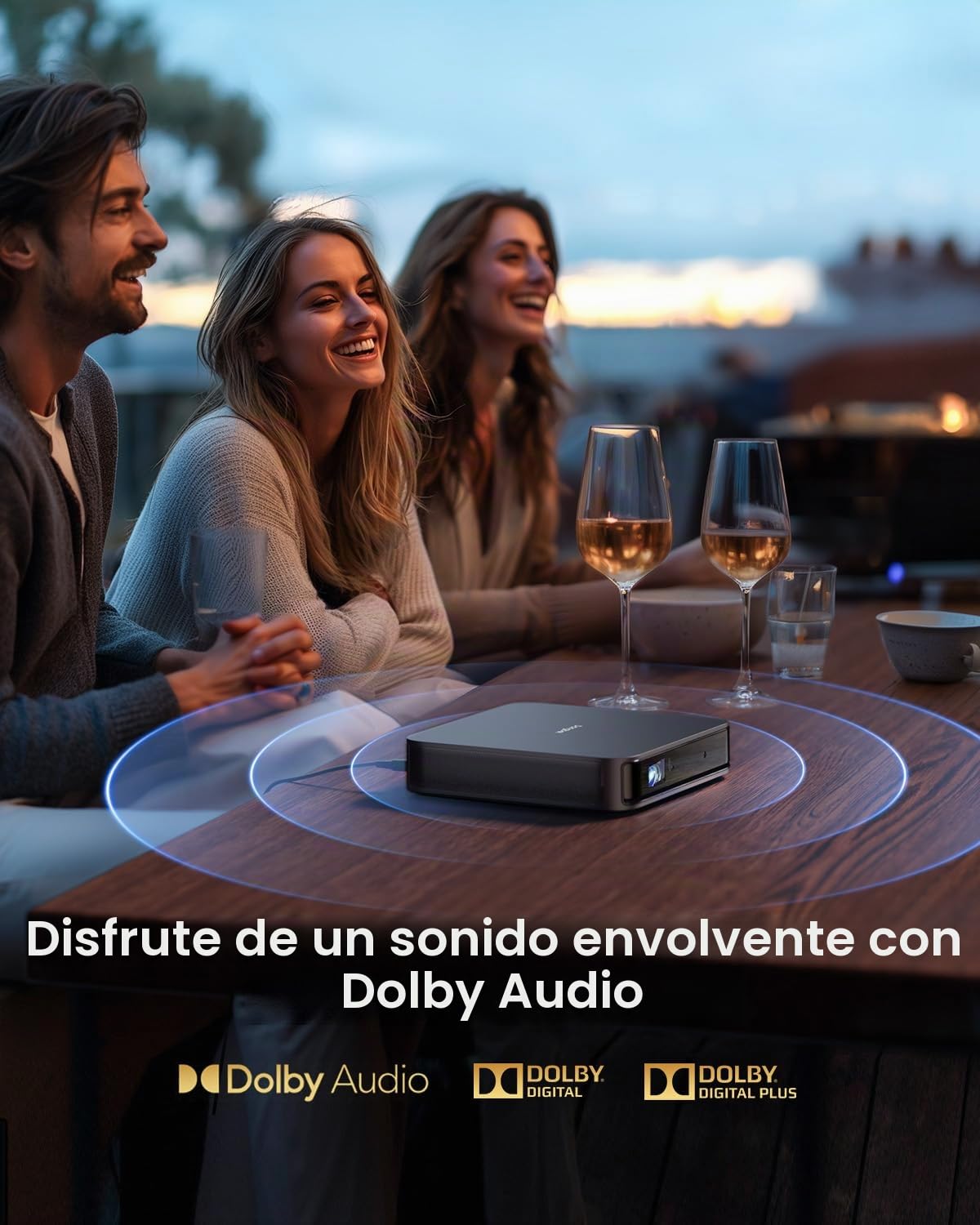 Dangbei Atom Mini Proyector, 1200 Lúmenes ISO, 3D Ready, Netflix Oficial, 1080p HD con Entrada 4K HDR, Pantalla de 180”, HDR10, Altavoces 2x5W Dolby Audio, Proyector con WiFi y Bluetooth