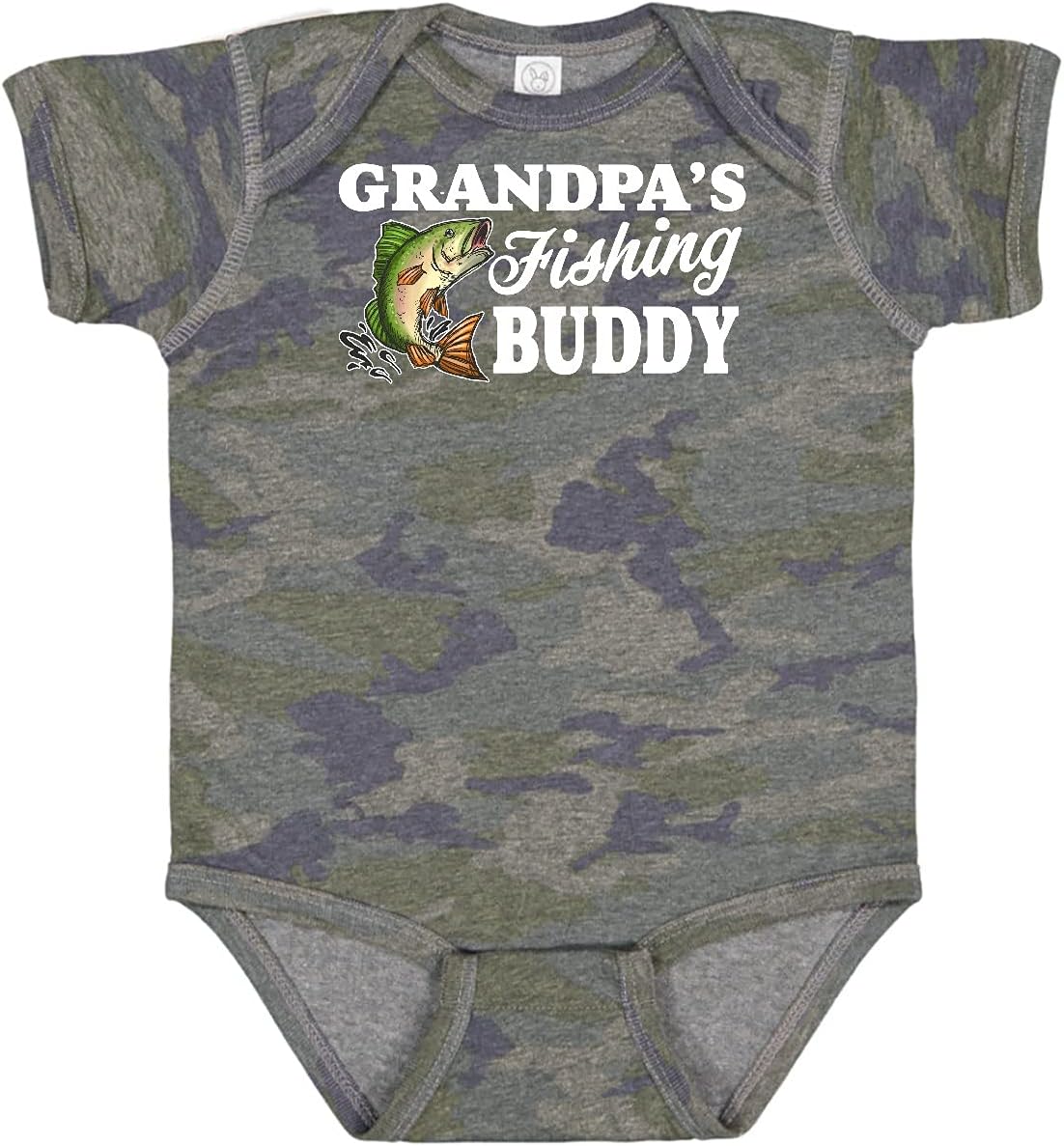 inktastic Grandpa's Fishing Buddy with White Text Baby Bodysuit
