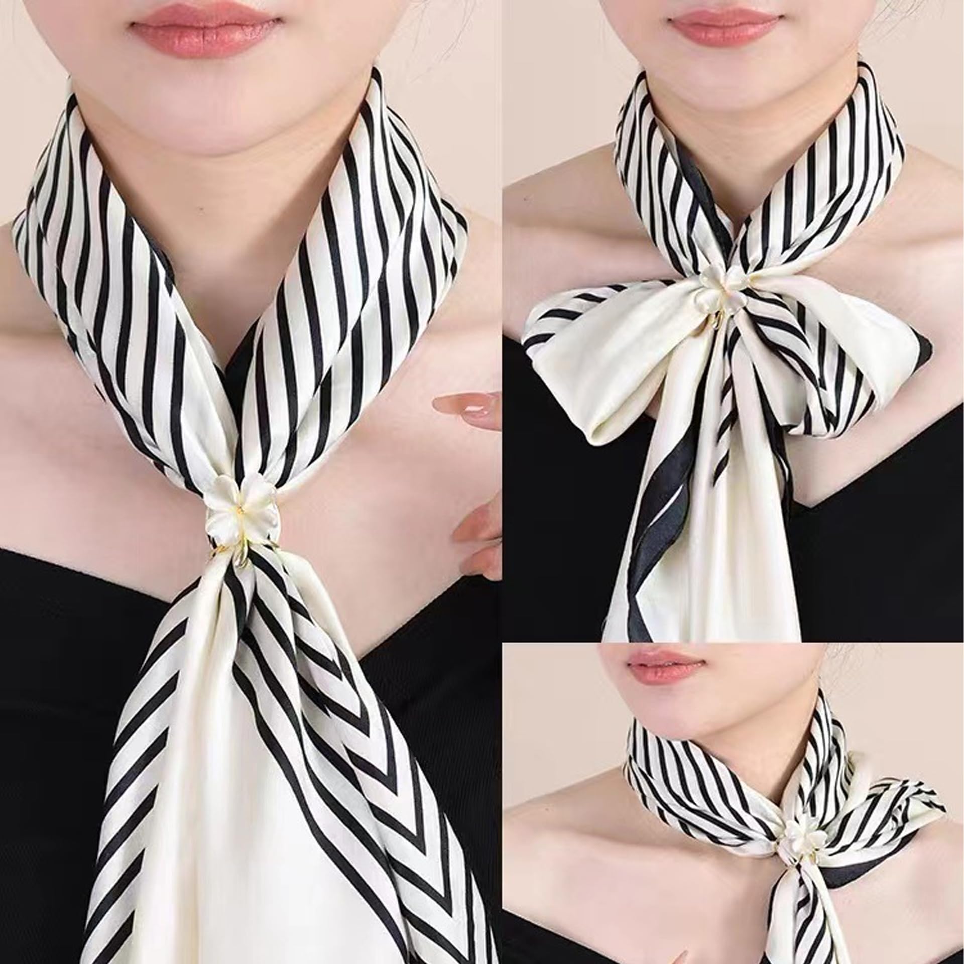 WYSJYBHJ 2 Pieces Ladies Fashion Scarf Ring Buckle, Flower Metal Shawl Clip Buckle, Ladies Scarf Buckle Silk Scarf Buckle